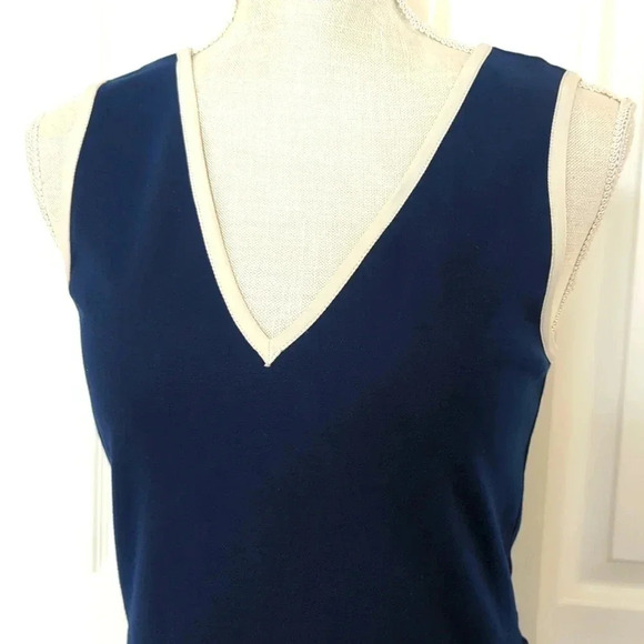 Tory Burch Navy & White V-neck A-line dress in Stretch Cotton - Picture 3 of 8